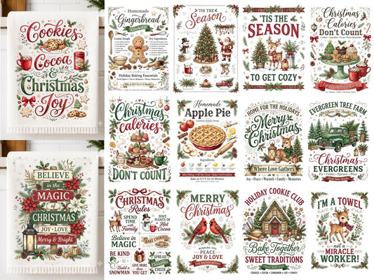 Christmas Kitchen Towel PNG Bundle