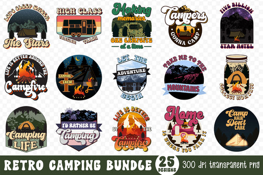 Retro Camping PNG Sublimation Bundle