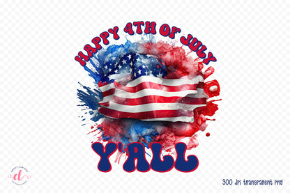 Happy 4th of July Y'all PNG Sublimation Design