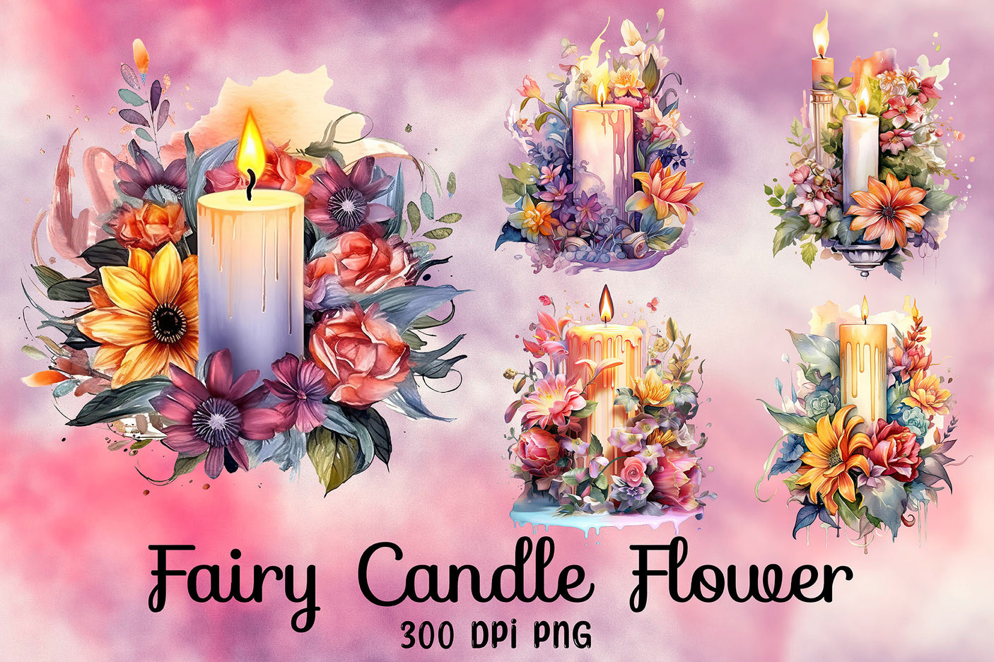 Fairy Candle Flower Sublimation Bundle