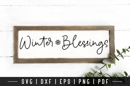 Winter Blessings - Free Farmhouse Sign SVG