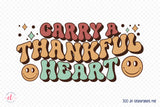 Carry a Thankful Heart, Retro Thanksgiving PNG