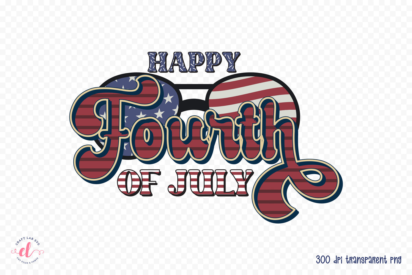 Happy Fourth of July Retro PNG Sublimation