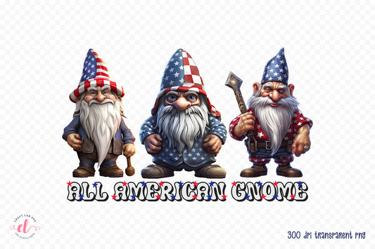 4th of July PNG Sublimation | All American Gnome