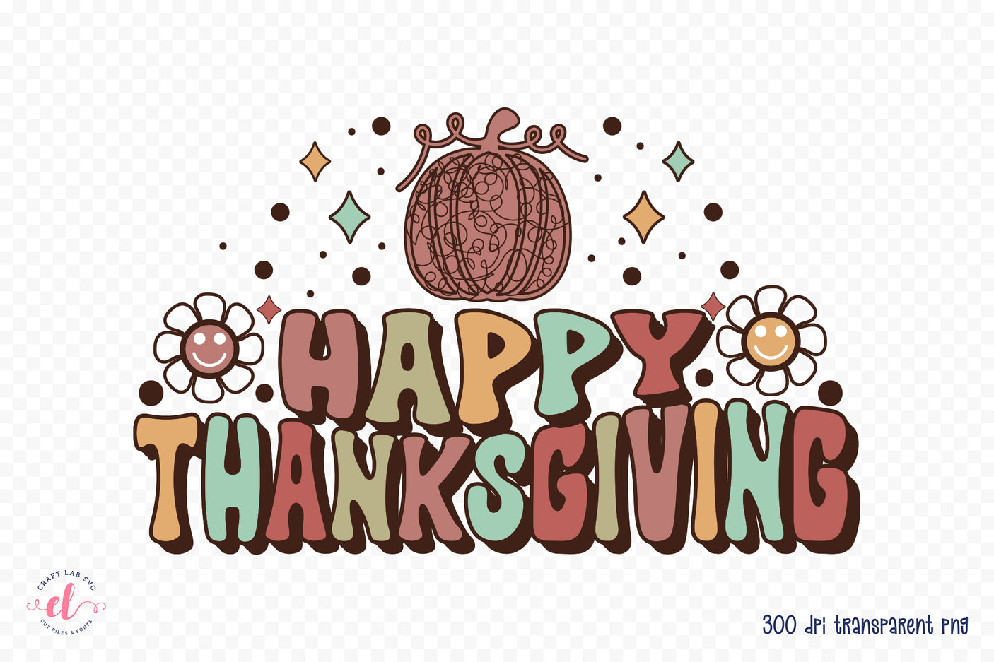 Happy Thanksgiving Retro Sublimation Design