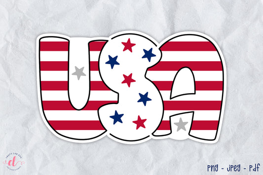 4th of July Printable Sticker, USA PNG