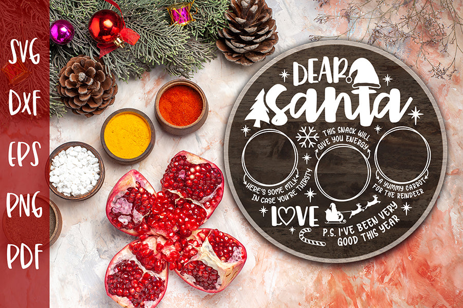 Dear Santa Tray SVG, Milk and Cookies Christmas SVG