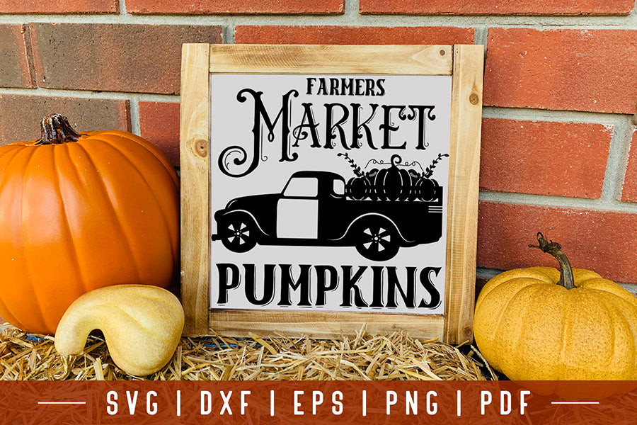 Vintage Fall Sign SVG - Farmers Market Pumpkins