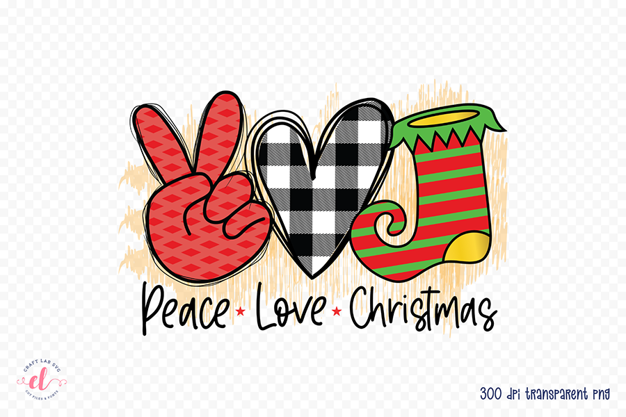 Peace Love Christmas PNG Sublimation Design