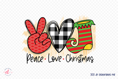 Peace Love Christmas PNG Sublimation Design