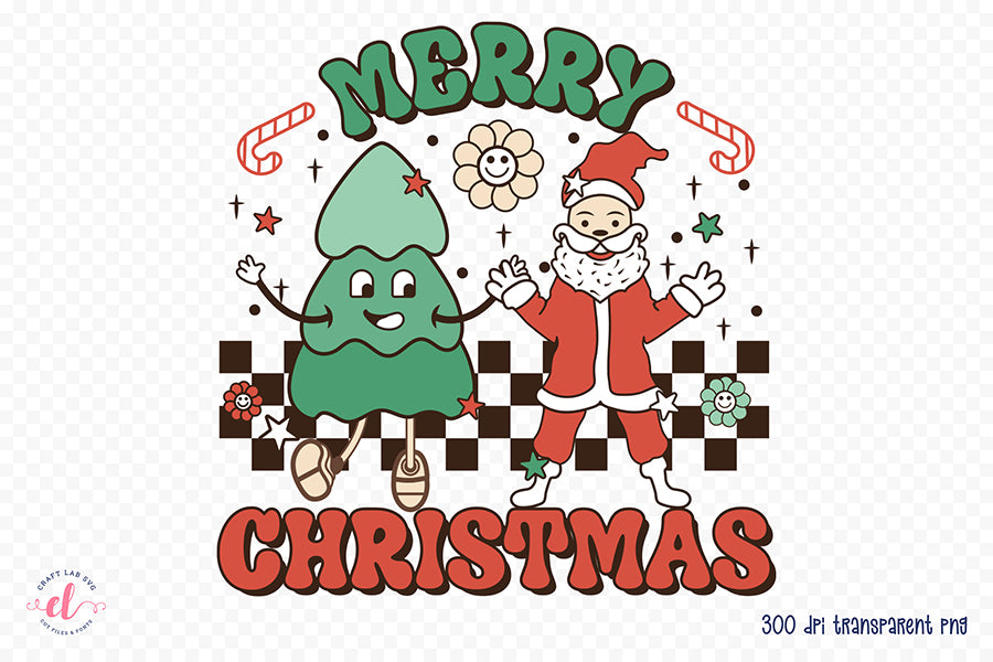 Retro Merry Christmas Sublimation Design