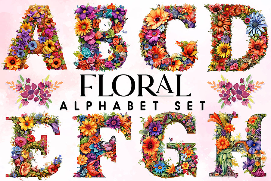 Floral Alphabet Set - 26 Letters
