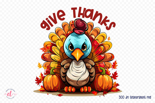 Give Thanks - Thanksgiving Sublimation Design