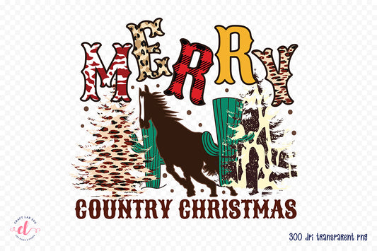 Merry Country Christmas PNG Sublimation