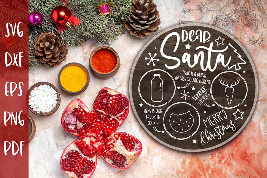 Dear Santa Tray SVG - Milk and Cookies Christmas SVG