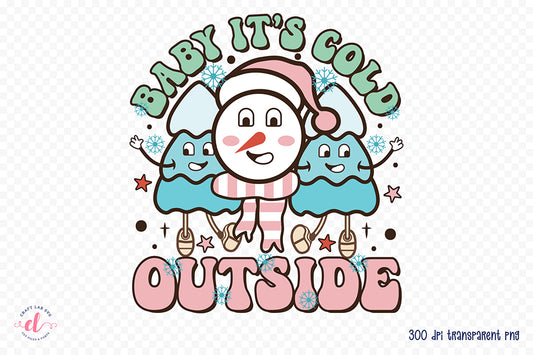 Baby It's Cold Outside, Retro Christmas PNG