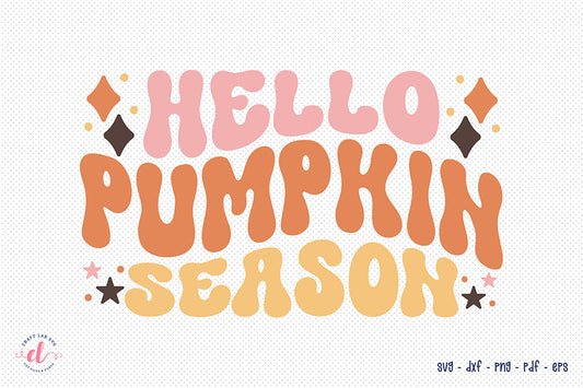 Hello Pumpkin Season - Retro Thanksgiving SVG