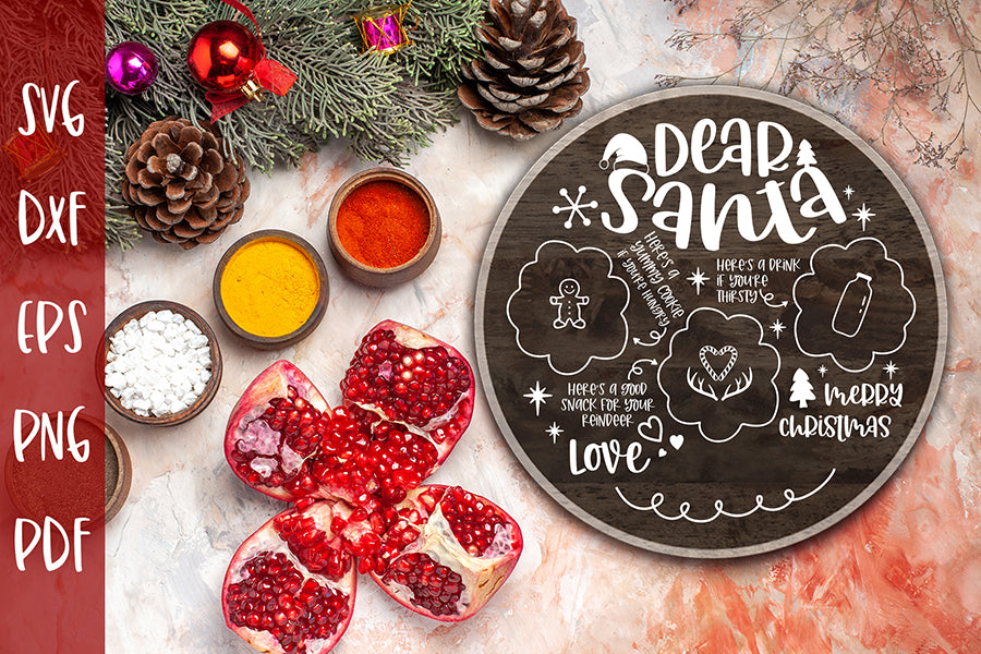 Dear Santa Tray SVG - Christmas Tray SVG