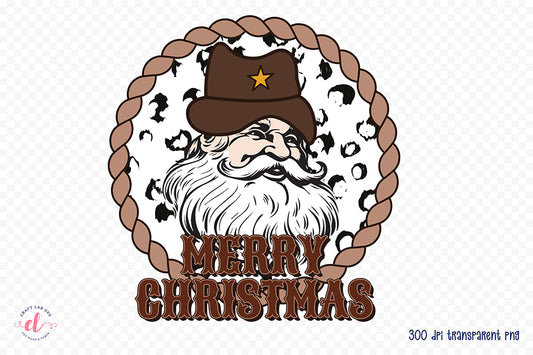 Western Merry Christmas Sublimation PNG