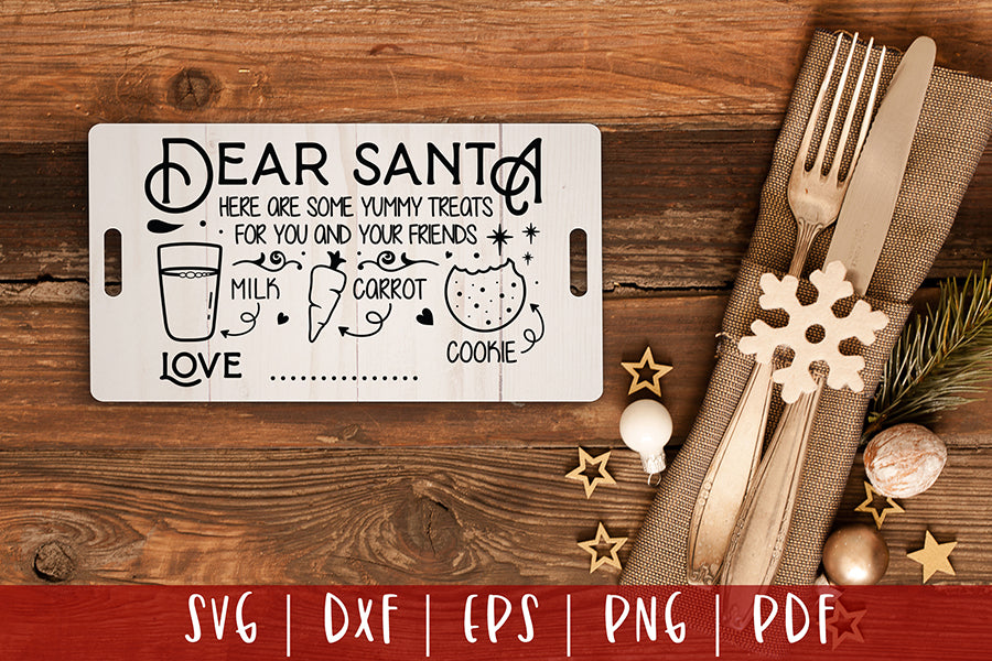 Dear Santa Tray SVG, Christmas Tray SVG