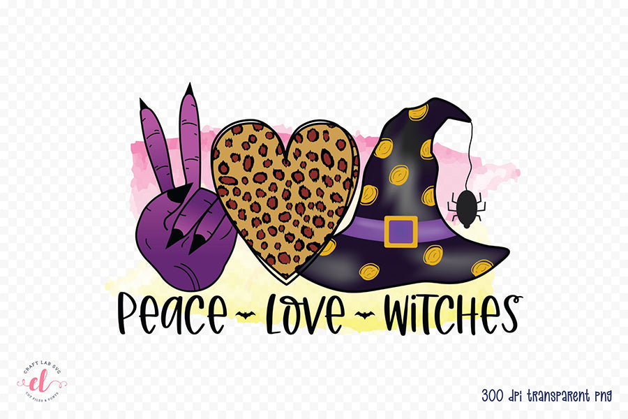 Halloween Witch Sublimation - Peace Love Witch
