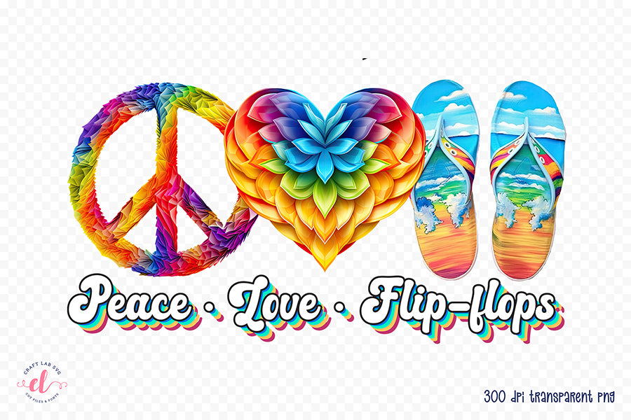 Peace Love Flip Flops PNG Sublimation Design