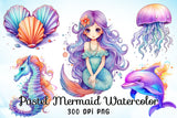 Pastel Mermaid Watercolor Sublimation Bundle