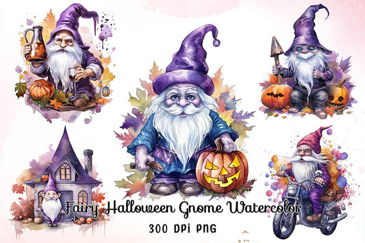 Fairy Halloween Gnome Watercolor Bundle