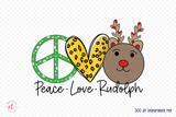Peace Love Rudolph PNG Christmas Sublimation
