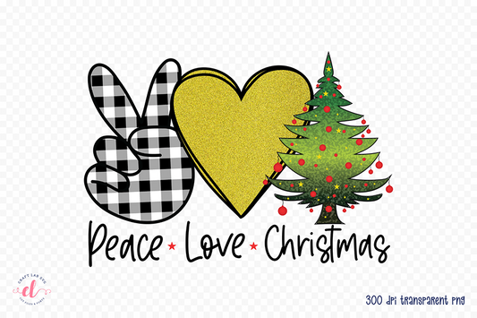 Peace Love Christmas Tree PNG Sublimation