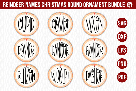 Reindeer Names Christmas Ornament SVG Bundle V.2