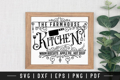 Farmhouse Kitchen SVG, Vintage Kitchen Sign SVG