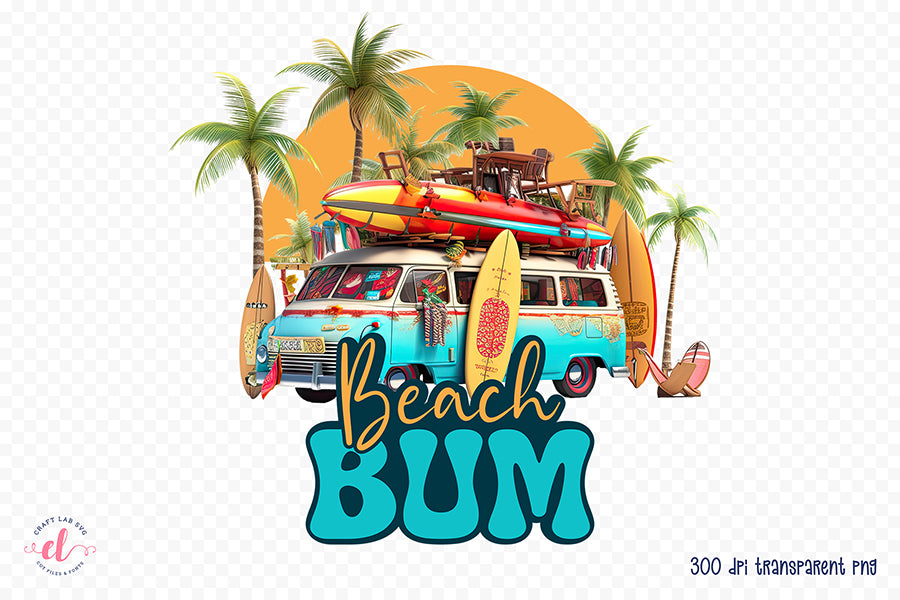 Beach Sublimation Design | Beach Bum PNG