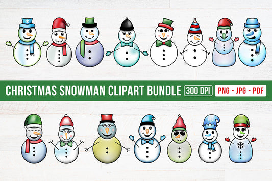 Christmas Snowman Clipart Bundle