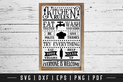 Kitchen Rules SVG - Vintage Kitchen Sign SVG