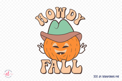 Retro Fall Sublimation Design - Howdy Fall PNG