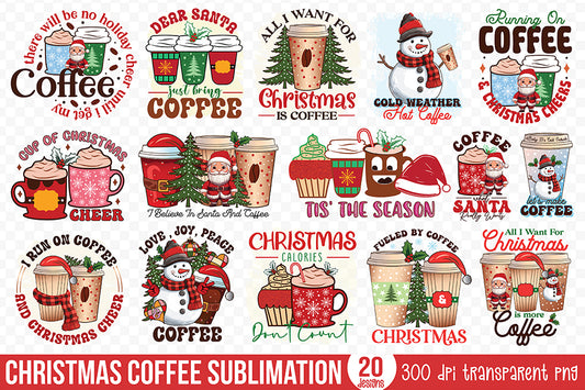 Christmas Coffee PNG Sublimation Bundle