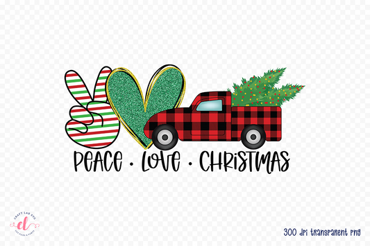 Peace Love Christmas PNG Sublimation Design