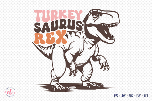 Turkey Saurus Rex SVG - Retro Thanksgiving SVG