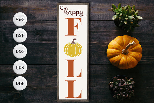 Happy Fall SVG | Fall Vertical Sign SVG