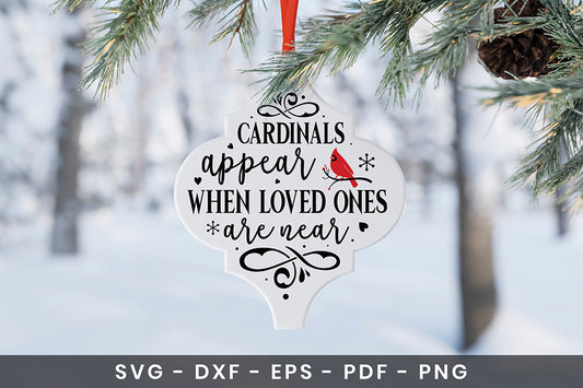 Christmas Cardinal Arabesque Ornament SVG