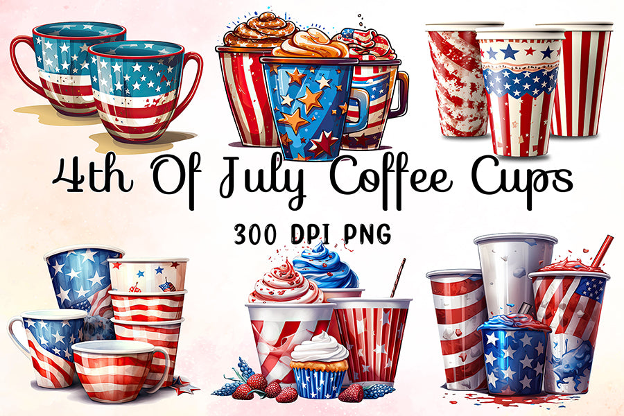 4th of July Coffee Cups Sublimation Bundle Craft Lab SVG