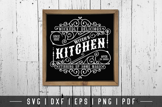 Witch's Kitchen SVG, Vintage Halloween Sign SVG