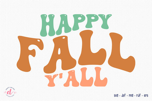 Happy Fall Y'all SVG - Retro Fall SVG