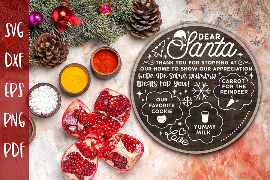 Dear Santa Tray SVG, Christmas Tray SVG