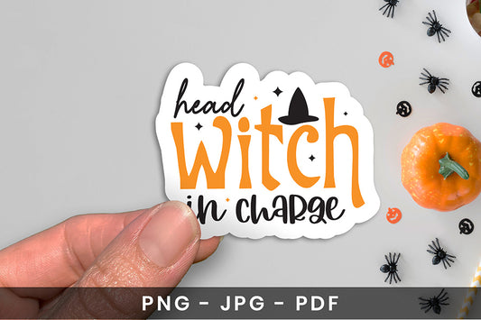 Head Witch in Charge - Halloween Printable Sticker