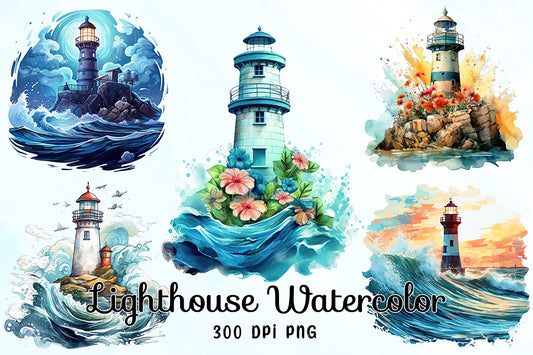 Lighthouse Watercolor Sublimation Bundle