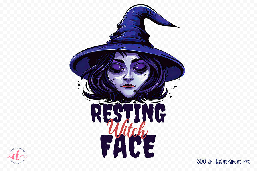 Halloween PNG Sublimation,  Resting Witch Face