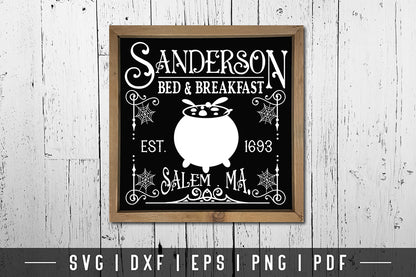 Vintage Halloween Sign SVG, Sanderson Bed & Breakfast