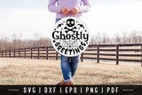 Halloween Round Sign SVG | Ghostly Greetings SVG